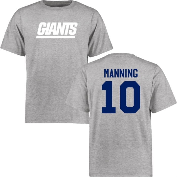 New York Giants #10 Eli Manning Gray Name & Number Wordmark T-shirt