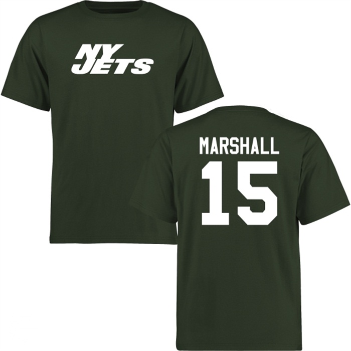 New York Jets #15 Brandon Marshall Green Name & Number Wordmark T-shirt