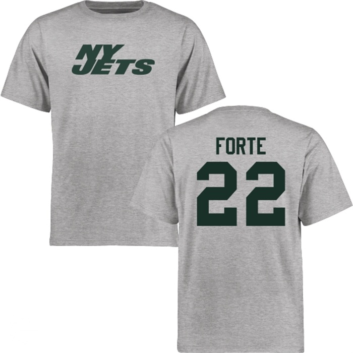 New York Jets #22 Matt Forte Gray Name & Number Wordmark T-shirt