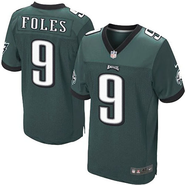 Mens Philadelphia Eagles #9 Nick Foles Nike Midnight Green Elite Jersey