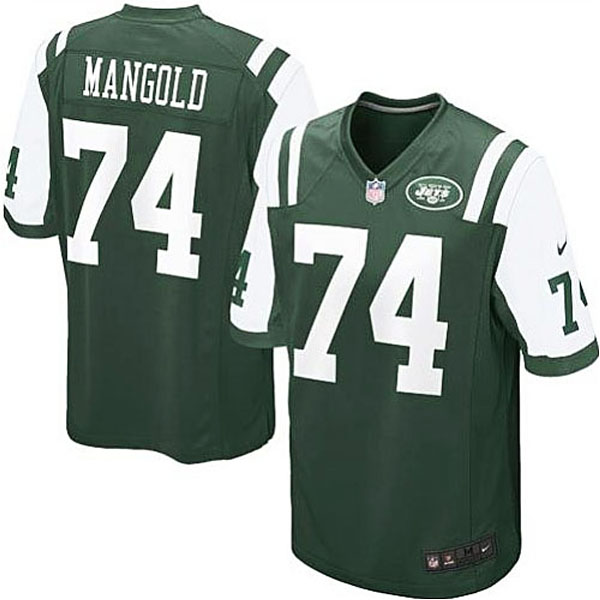 Mens New York Jets #74 Nick Mangold Nike Green Game Jersey