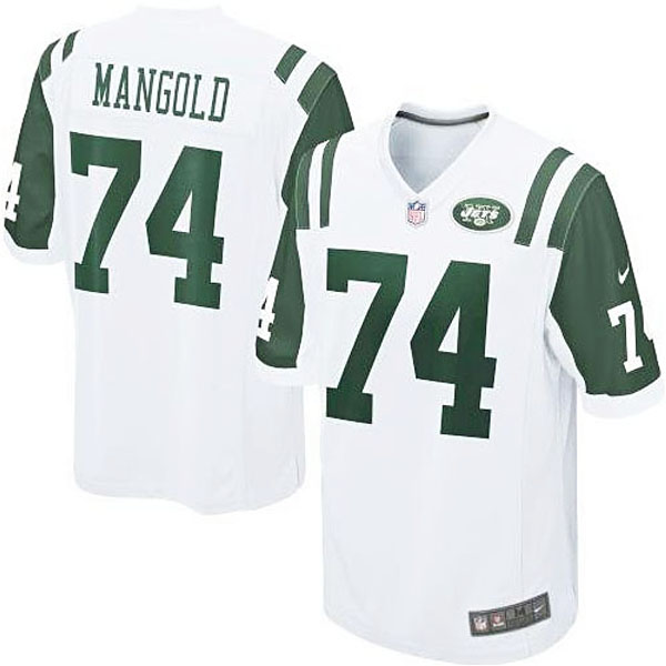 Mens New York Jets #74 Nick Mangold Nike White Game Jersey