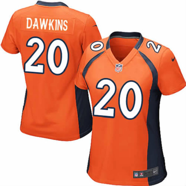 Nike Denver Broncos Women Brian Dawkins Game Orange Jersey