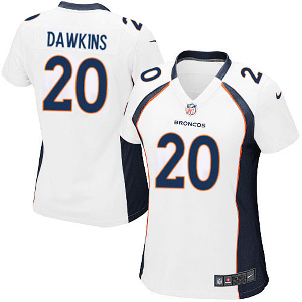 Nike Denver Broncos Women Brian Dawkins Game White Jersey