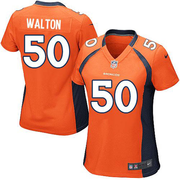 Nike Denver Broncos Women J.D. Walton Game Orange Jersey