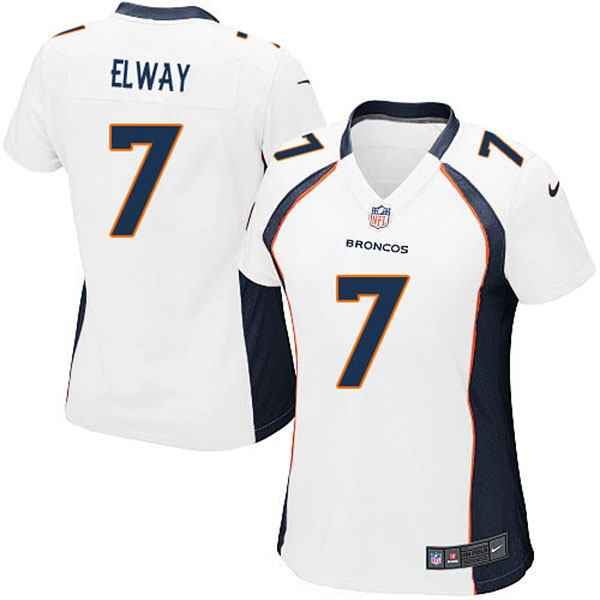 Nike Denver Broncos Women John Elway Game White Jersey