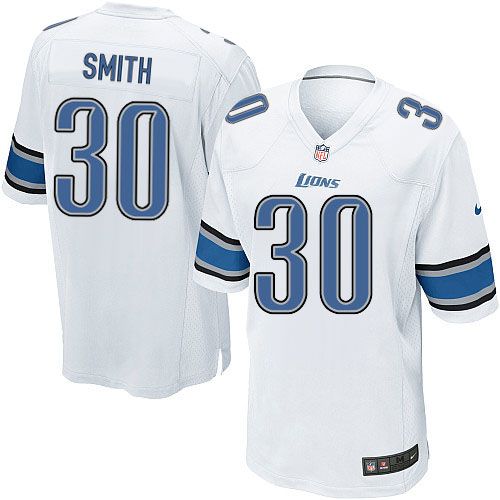 Nike Detroit Lions #30 Kevin Smith Game White NFL Jersey