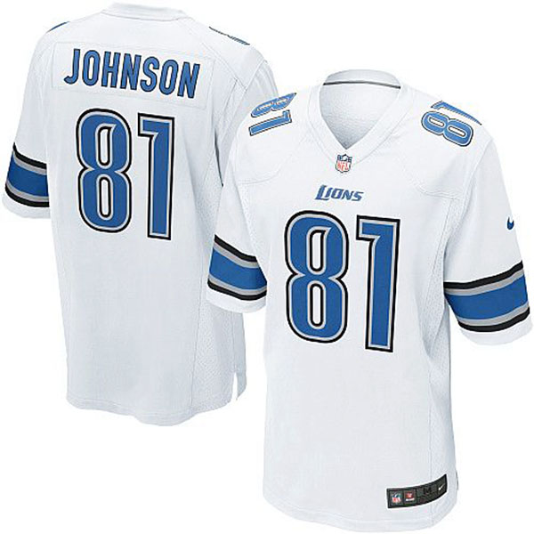 Nike Detroit Lions #81 Calvin Johnson Game White NFL Jersey