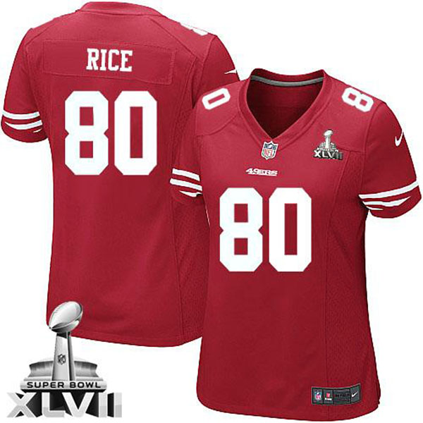 Nike NFL 49ers Women Jerry Rice Red Game Super Bowl Jersey