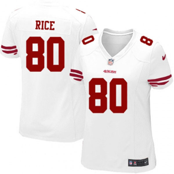 Nike NFL 49ers Women Jerry Rice White Game Jersey