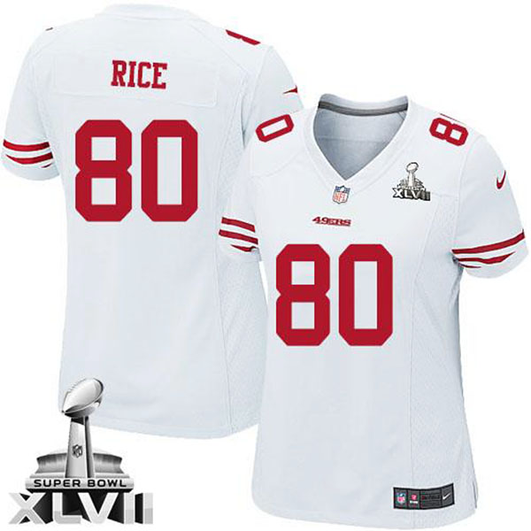 Nike NFL 49ers Women Jerry Rice White Game Super Bowl Jersey