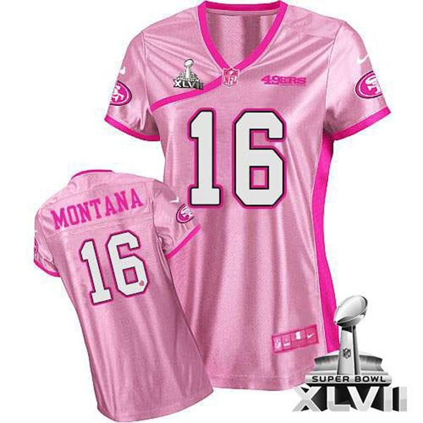 Nike NFL 49ers Women Joe Montana Pink Game Be Luvd Super Bowl Jersey