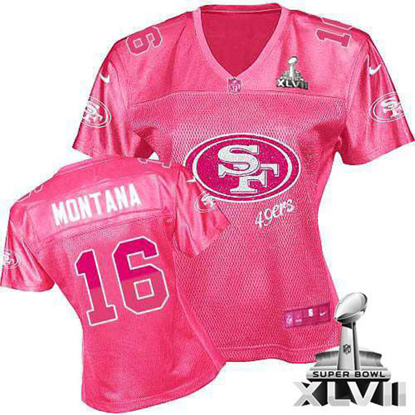 Nike NFL 49ers Women Joe Montana Pink Game Fem Fan Super Bowl Jersey