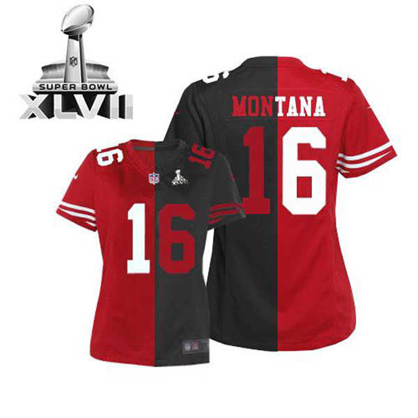 Nike NFL 49ers Women Joe Montana Two Tone Game Team Alternate Super Bowl Jersey