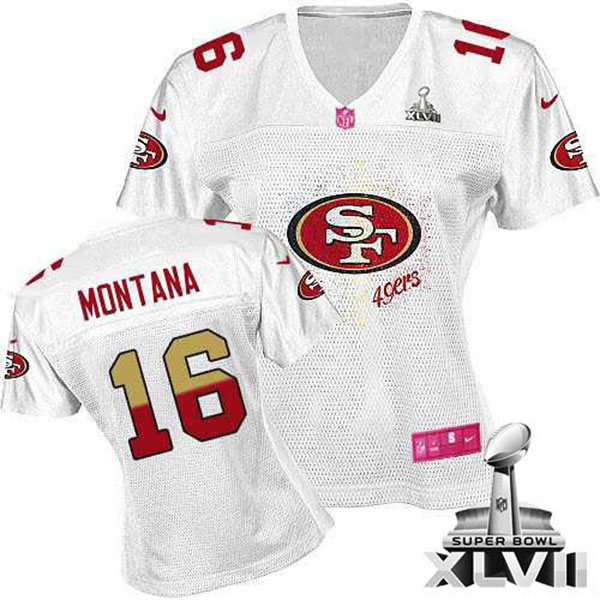 Nike NFL 49ers Women Joe Montana White Game Fem Fan Super Bowl Jersey