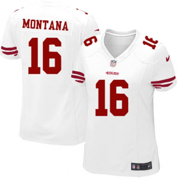 Nike NFL 49ers Women Joe Montana White Game Jersey