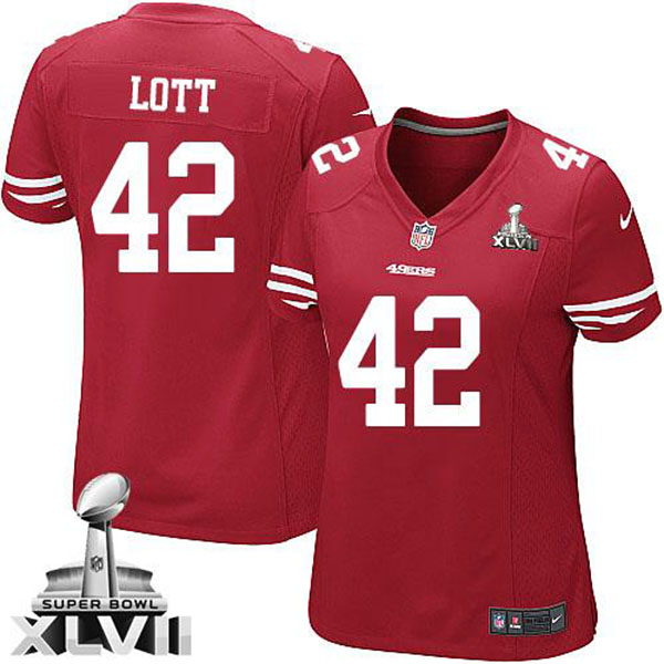 Nike NFL 49ers Women Ronnie Lott Red Game Super Bowl Jersey