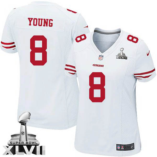 Nike NFL 49ers Women Steve Young White Game Super Bowl Jersey