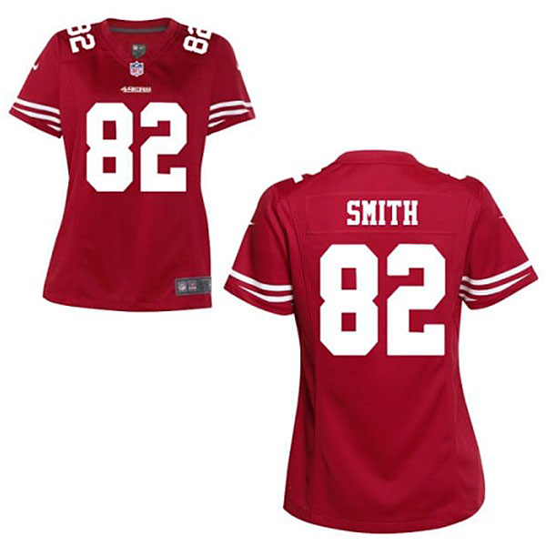 Nike NFL 49ers Women #82 Torrey Smith Red Game Jersey