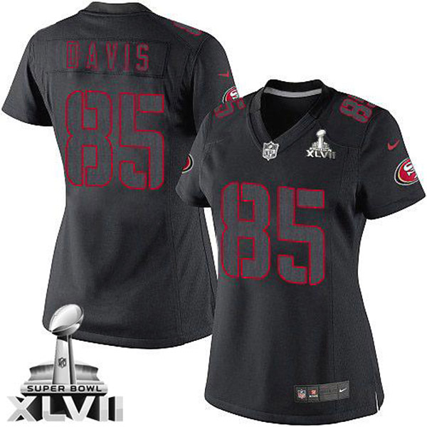 Nike NFL 49ers Women Vernon Davis Black Game Impact Super Bowl Jersey