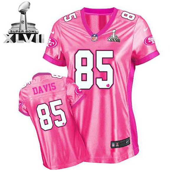 Nike NFL 49ers Women Vernon Davis Pink Game New Be Luv'd Super Bowl Jersey