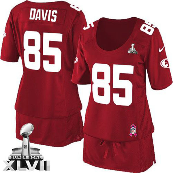 Nike NFL 49ers Women Vernon Davis Red Game Breast Cancer Awareness Super Bowl Jersey