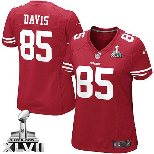 Nike NFL 49ers Women Vernon Davis Red Game Super Bowl Jersey