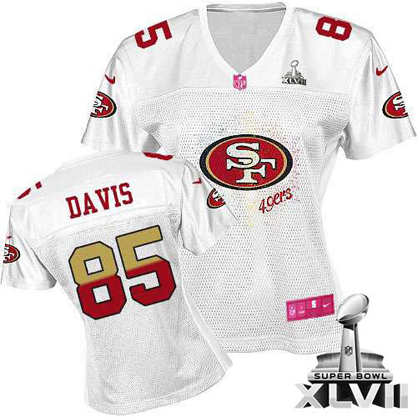 Nike NFL 49ers Women Vernon Davis White Game Fem Fan Super Bowl Jersey