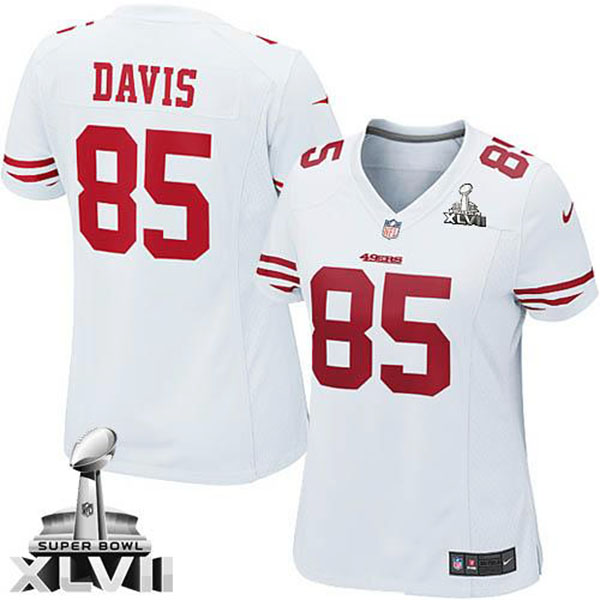 Nike NFL 49ers Women Vernon Davis White Game Super Bowl Jersey