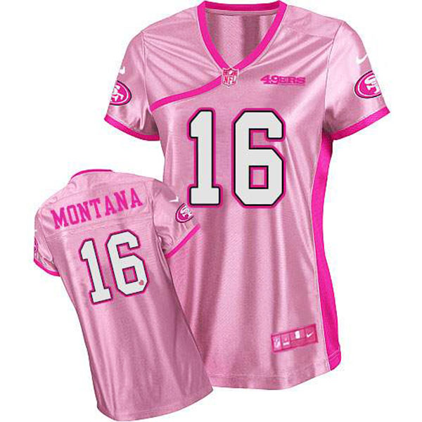 Nike NFL 49ers Womens Joe Montana Pink Game Be Luvd Jersey