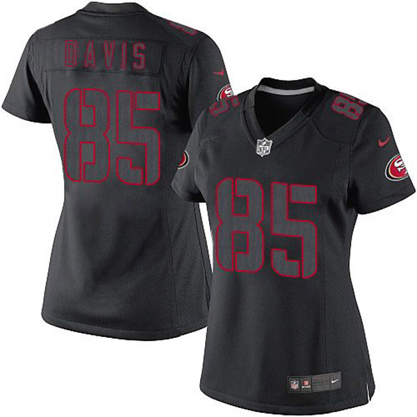 Nike NFL 49ers Womens Vernon Davis Black Game Impact Jersey