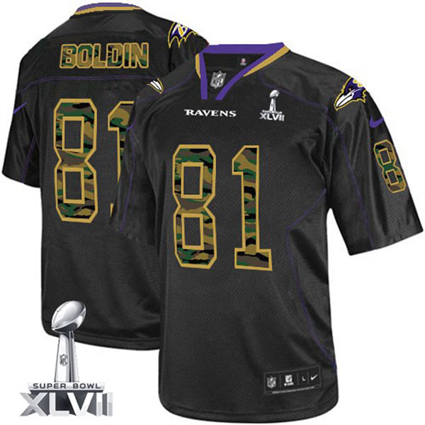 Nike NFL Ravens Men Anquan Boldin Game Black Camo II Jersey