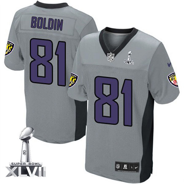 Nike NFL Ravens Men Anquan Boldin Game Grey Shadow II Jersey