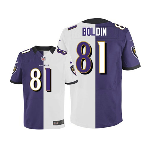 Nike NFL Ravens Men Anquan Boldin Game Team Road Two Tone Jersey