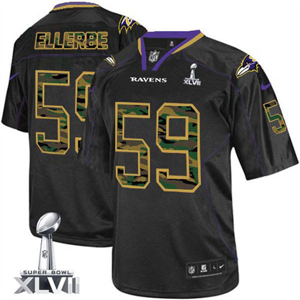 Nike NFL Ravens Men Dannell Ellerbe Game Black Camo II Jersey