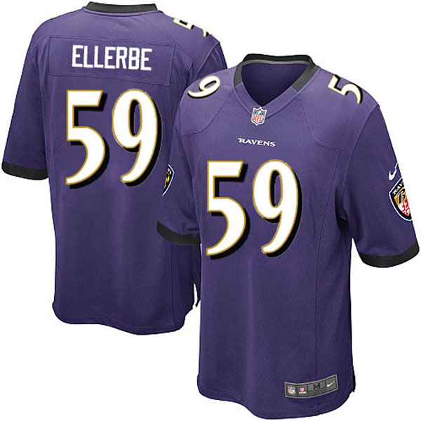 Nike NFL Ravens Men Dannell Ellerbe Game Purple Jersey