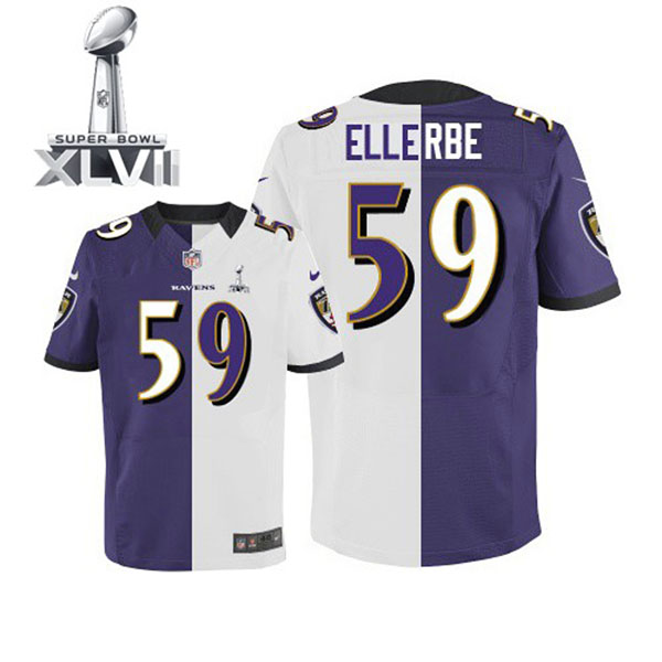 Nike NFL Ravens Men Dannell Ellerbe Game Team Road Two Tone II Jersey