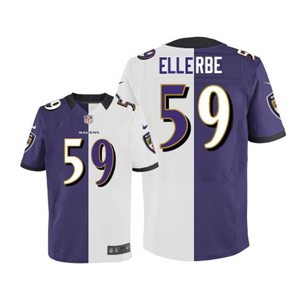 Nike NFL Ravens Men Dannell Ellerbe Game Team Road Two Tone Jersey