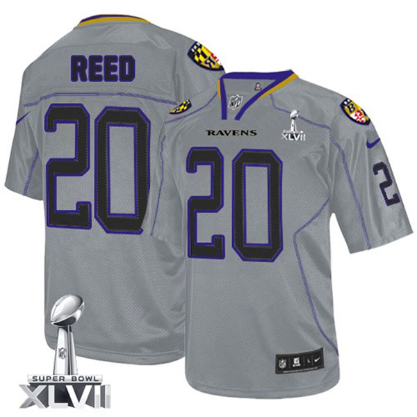 Nike NFL Ravens Men Ed Reed Elite Grey II Jersey