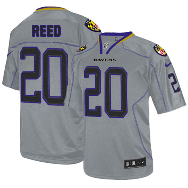 Nike NFL Ravens Men Ed Reed Elite Grey Jersey