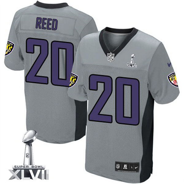 Nike NFL Ravens Men Ed Reed Elite Grey Shadow II Jersey