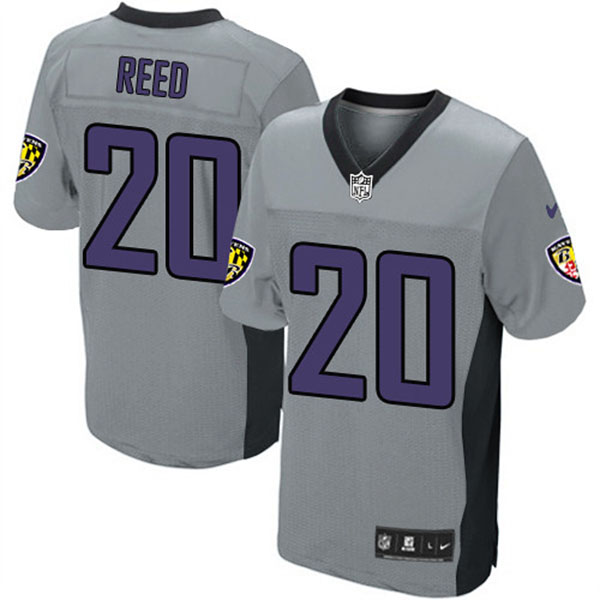 Nike NFL Ravens Men Ed Reed Elite Grey Shadow Jersey