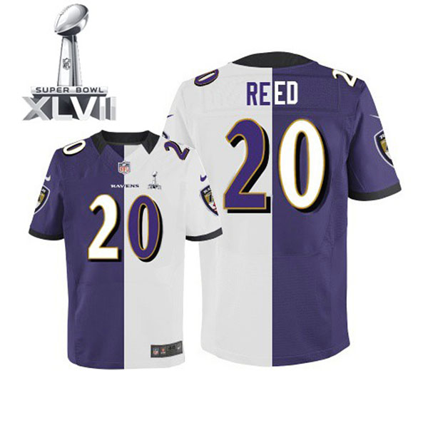 Nike NFL Ravens Men Ed Reed Elite Team Road Two Tone II Jersey