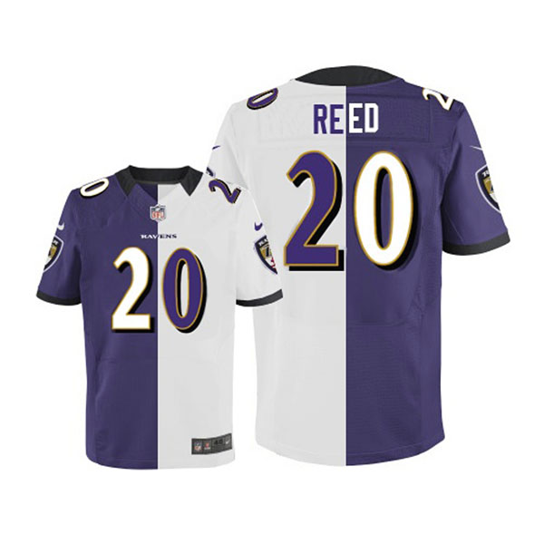 Nike NFL Ravens Men Ed Reed Elite Team Road Two Tone Jersey