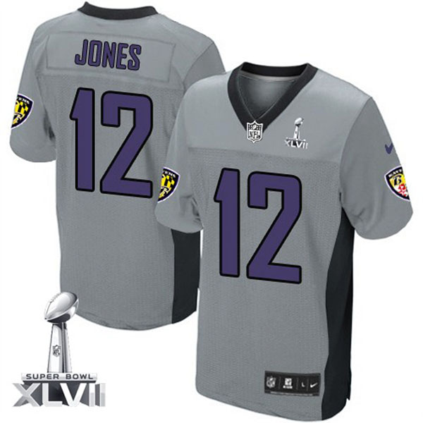 Nike NFL Ravens Men Jacoby Jones Elite Grey Shadow II Jersey