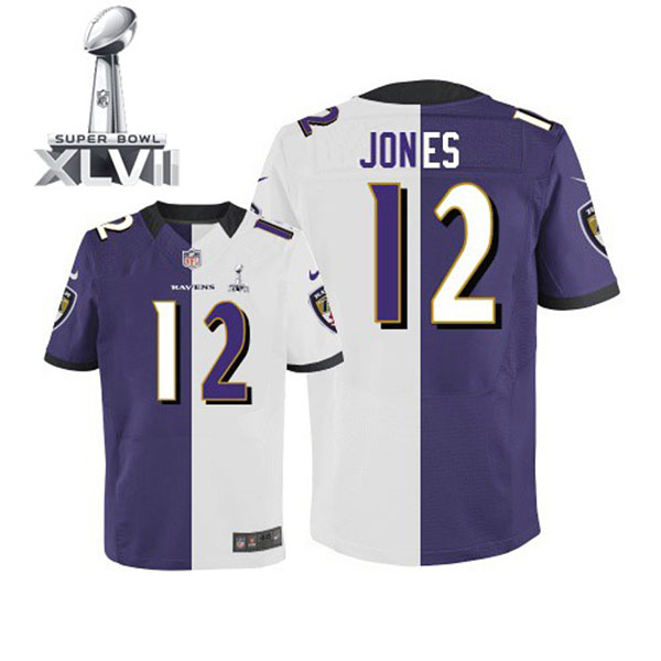 Nike NFL Ravens Men Jacoby Jones Elite Team Road Two Tone II Jersey