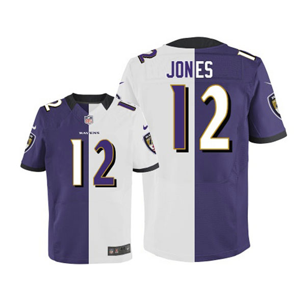 Nike NFL Ravens Men Jacoby Jones Elite Team Road Two Tone Jersey