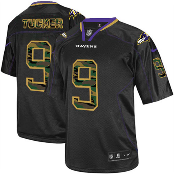 Nike NFL Ravens Men Justin Tucker Game Black Camo Jersey