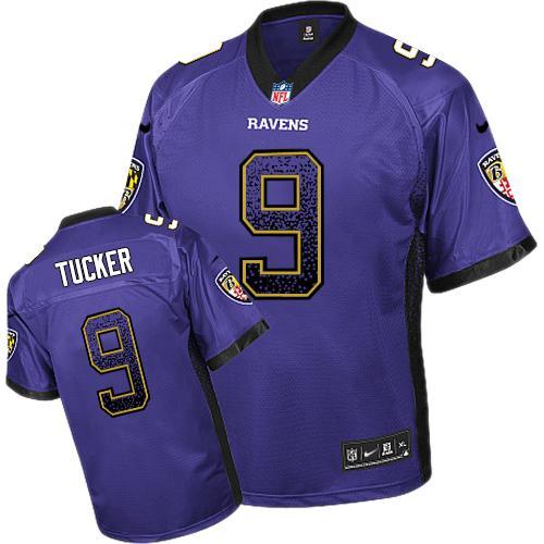 Nike NFL Ravens Men Justin Tucker Drift Fashion Purple Jersey