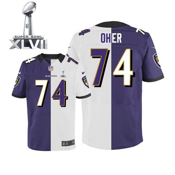 Nike NFL Ravens Men Michael Oher Game Team Road Two Tone II Jersey